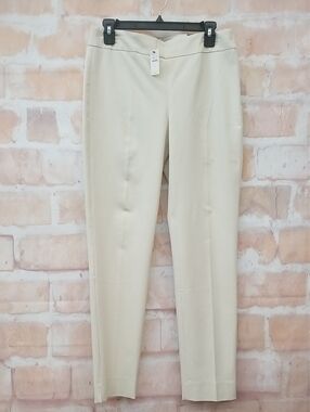 NWT Talbots Size 6 Women's Cream Straight-Leg Pull-On Trousers